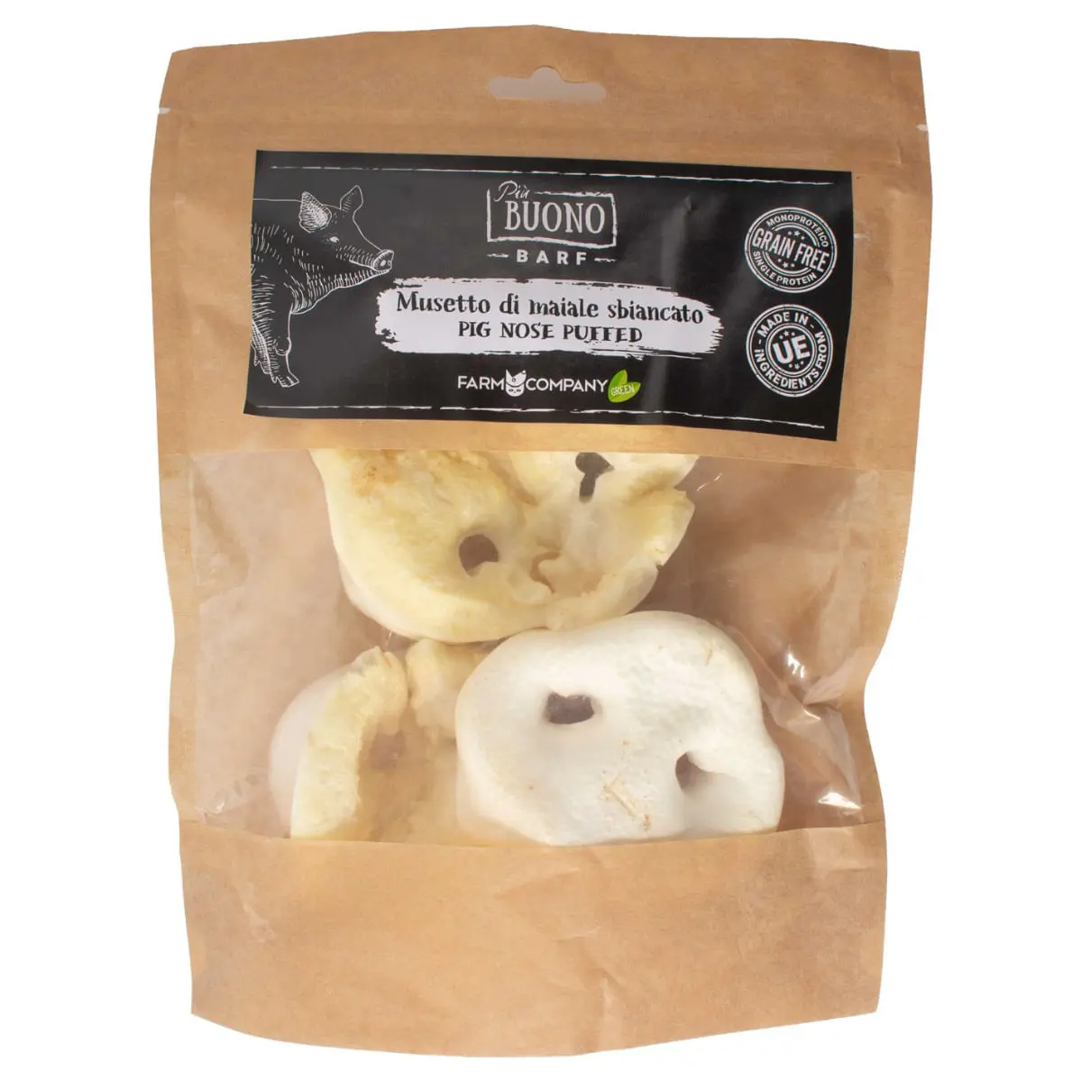 PIU BUONO Nas de Porc , XS-XL, punguta recompense caini, 60g