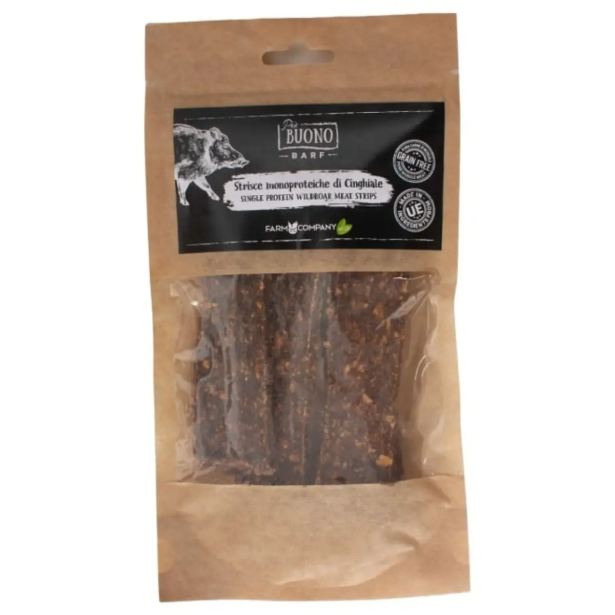 PIU BUONO Single Protein Meat Strips, XS-XL, Mistret, punguta recompense monoproteice BARF caini, 70g