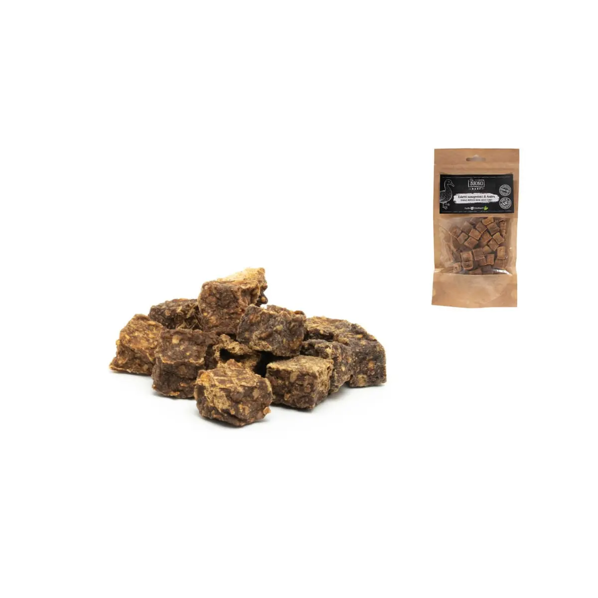 PIU BUONO Single Protein Meat Cubes, XS-XL, Rata, punguta recompense monoproteice BARF caini, 70g - Image 4