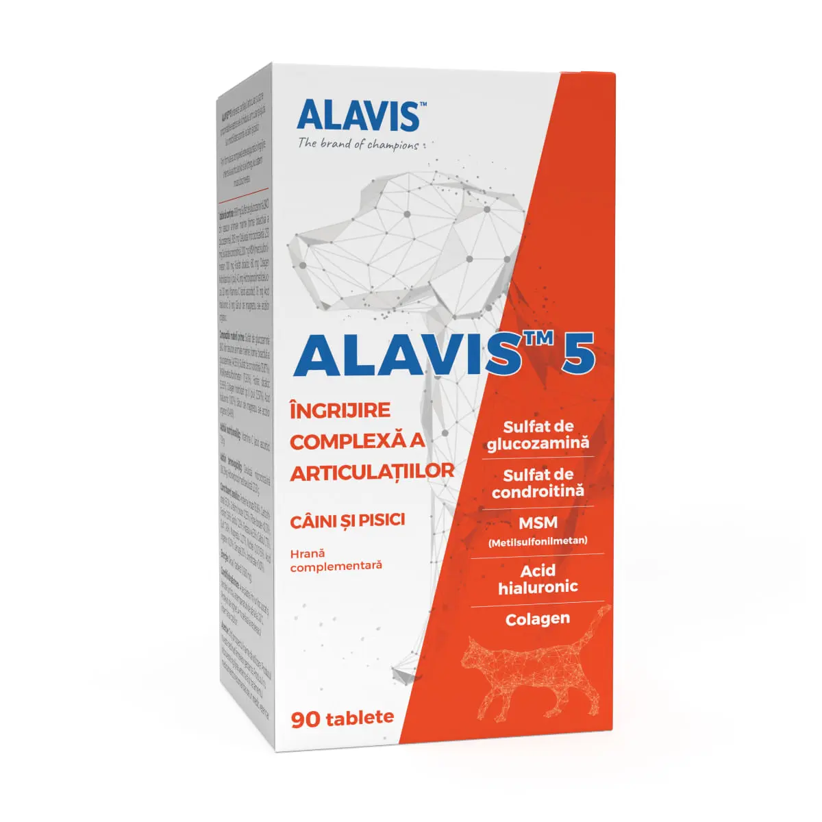 ALAVIS 5, supliment sistem articular caini, comprimate ALAVIS 5, XS-XL, supliment sistem articular caini si pisici, flacon, 90 comprimate