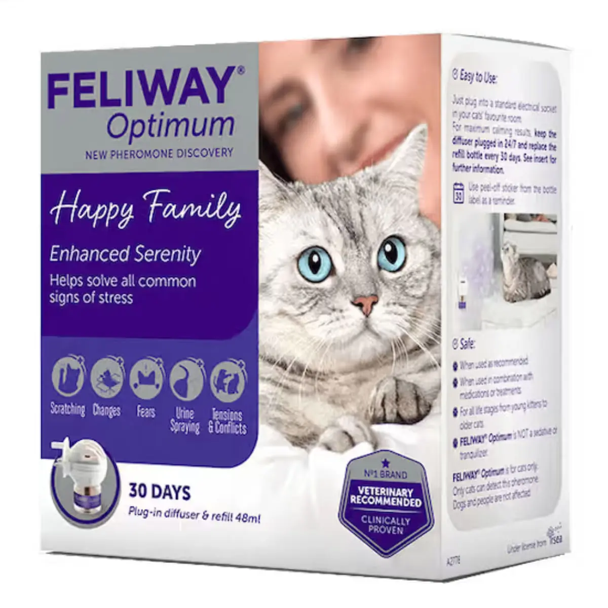 FELIWAY Optimum Diffuser si Rezerva, feromoni, sistem nervos & calmante pisici, 1buc + 48ml - Image 2