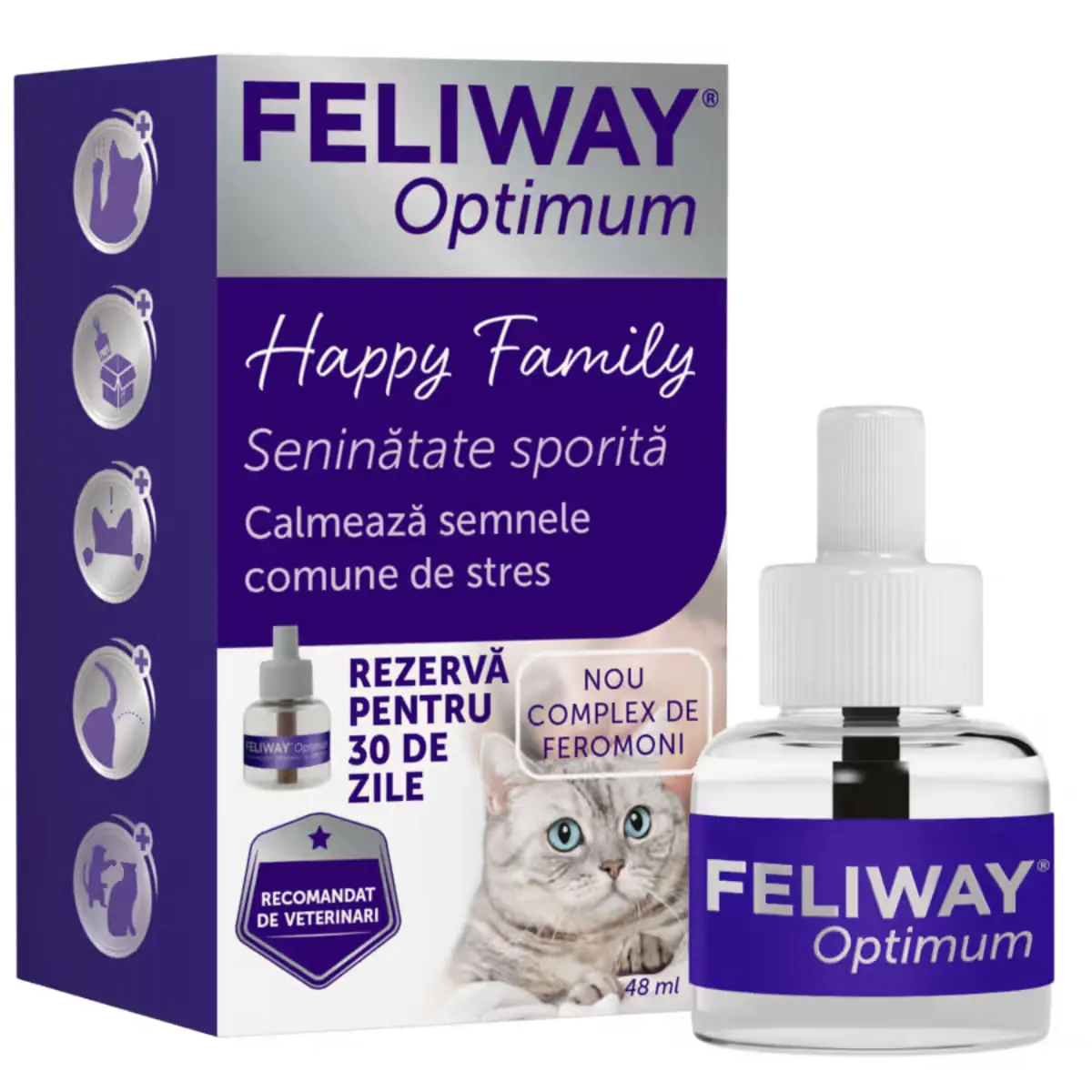 FELIWAY Optimum Rezerva diffuser, feromoni, sistem nervos & calmante pisici, 48ml - Image 3