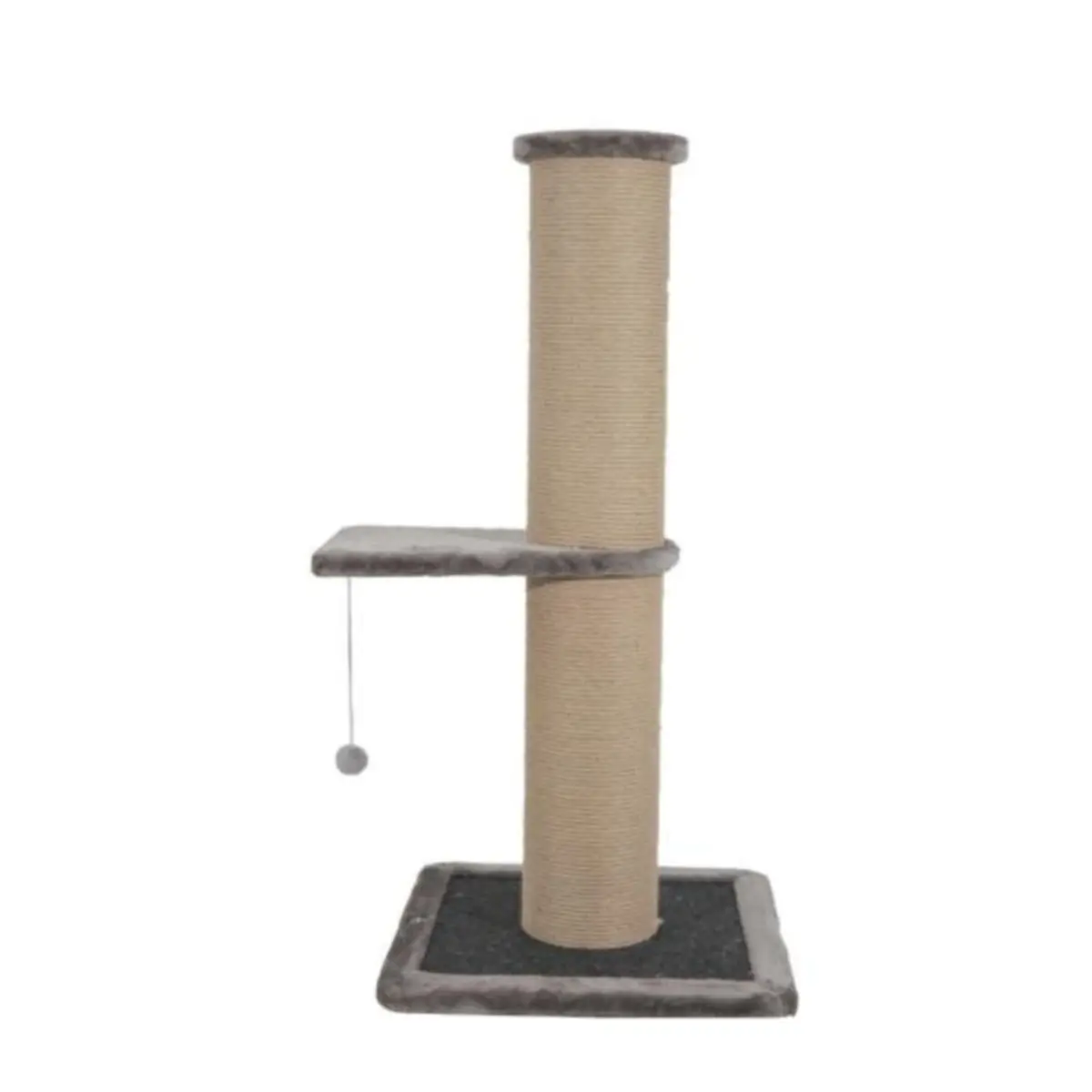 SHAW, stalp de zgariat cilindric pisici, 1 etaj, MDF si sisal, elemente de zgariat, elemente atarnate, gri, 50x50x106cm - Image 2