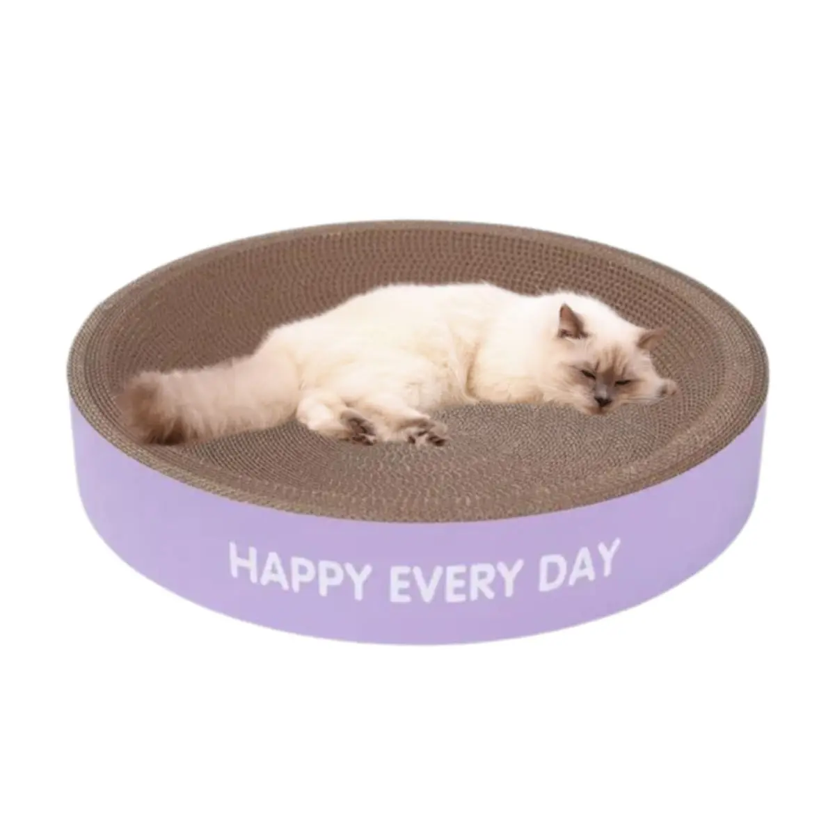 SHAW Patut, scratcher pisici, carton, mov, ⌀45cm - Image 3