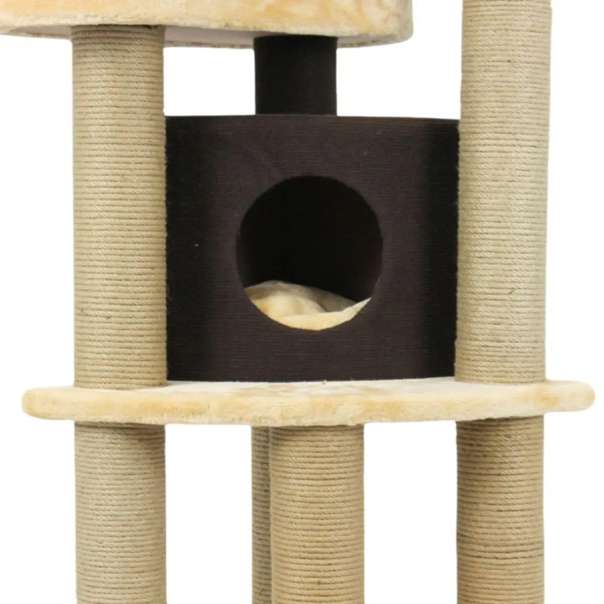 SHAW Roma, ansamblu de joaca pisici, 4 etaje, 1 casuta, MDF si plus, elemente de zgariat, bej, 60x60x134cm - Image 3