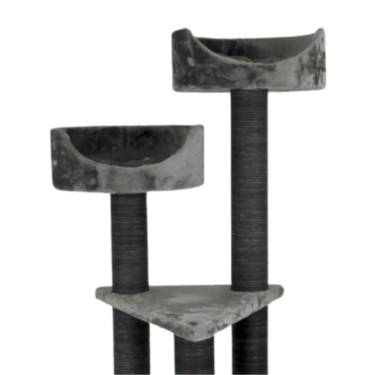 SHAW Warsaw, ansamblu de joaca pisici, 3 etaje, 1 casuta, MDF si plus, elemente de zgariat, gri, 65x80x130cm - Image 3