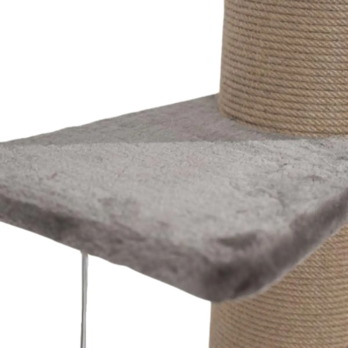 SHAW, stalp de zgariat cilindric pisici, 1 etaj, MDF si sisal, elemente de zgariat, elemente atarnate, gri, 50x50x106cm - Image 3