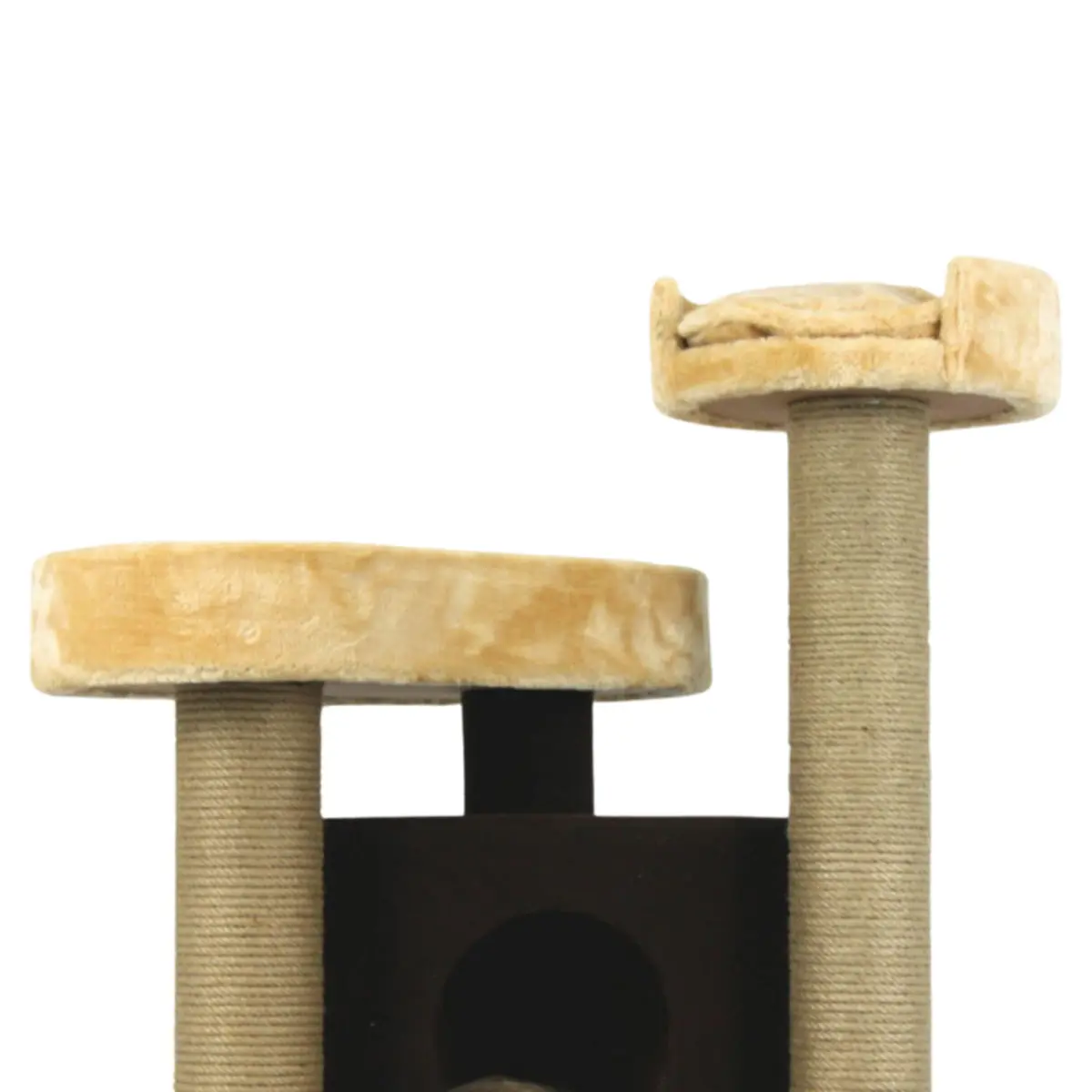 SHAW Roma, ansamblu de joaca pisici, 4 etaje, 1 casuta, MDF si plus, elemente de zgariat, bej, 60x60x134cm - Image 4