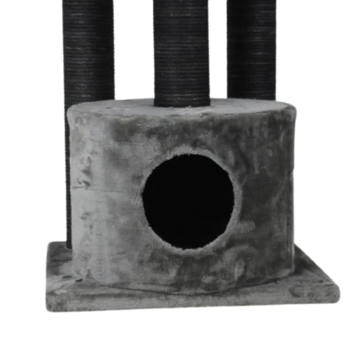 SHAW Warsaw, ansamblu de joaca pisici, 3 etaje, 1 casuta, MDF si plus, elemente de zgariat, gri, 65x80x130cm - Image 4