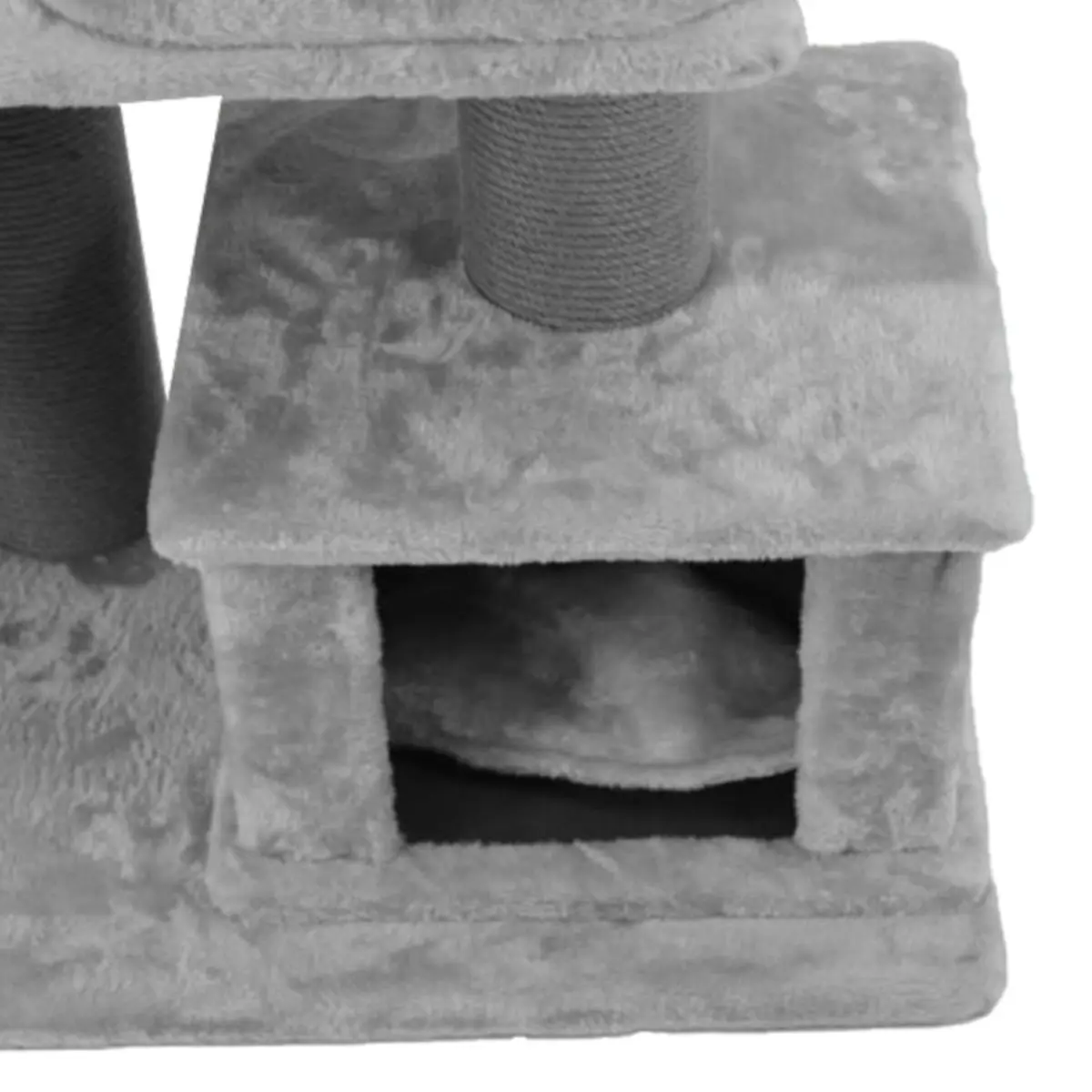 SHAW Istanbul, ansamblu de joaca pisici, 5 etaje, 1 casuta, MDF si plus, elemente de zgariat, elemente hamac, gri, 52x100x172cm - Image 4