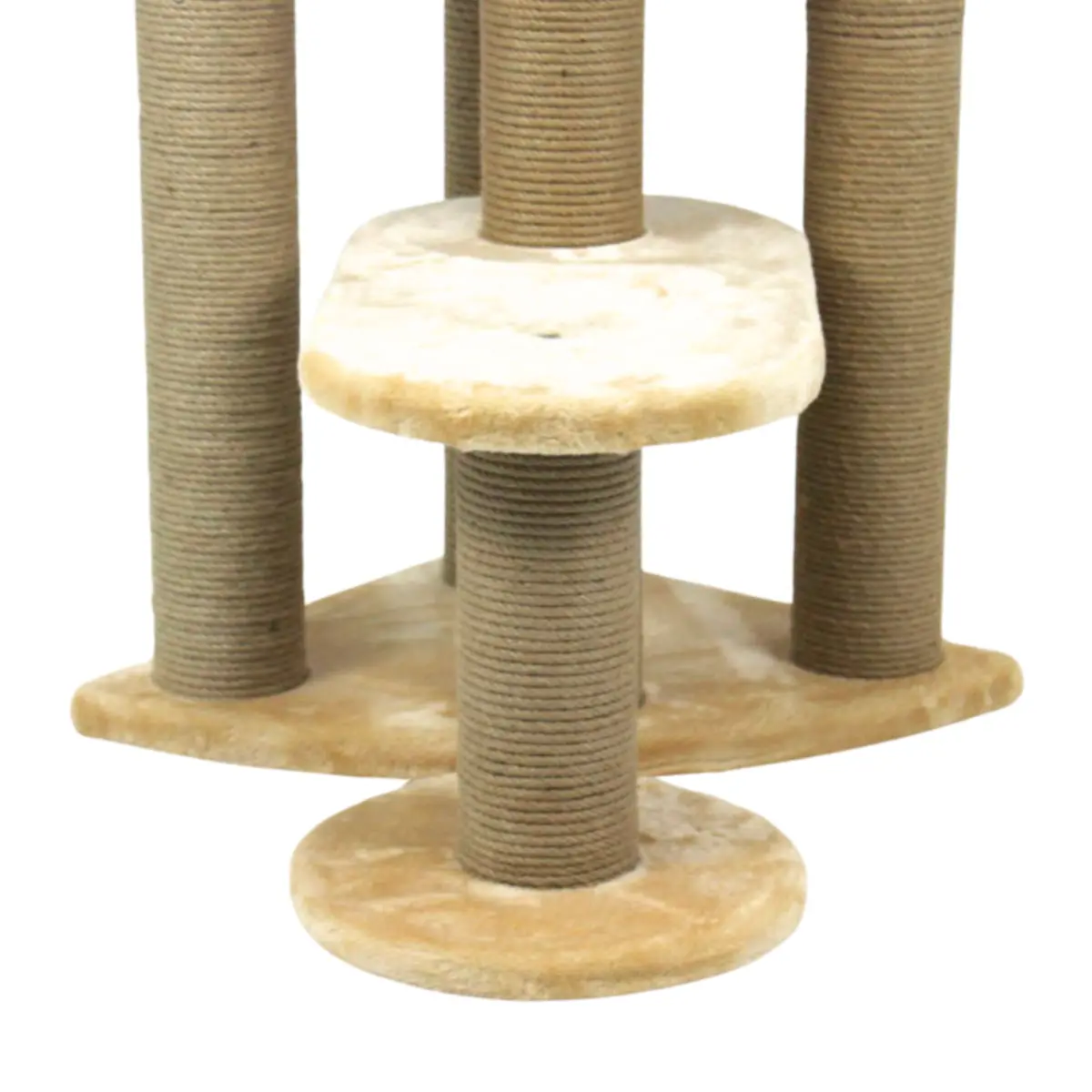 SHAW Roma, ansamblu de joaca pisici, 4 etaje, 1 casuta, MDF si plus, elemente de zgariat, bej, 60x60x134cm - Image 5