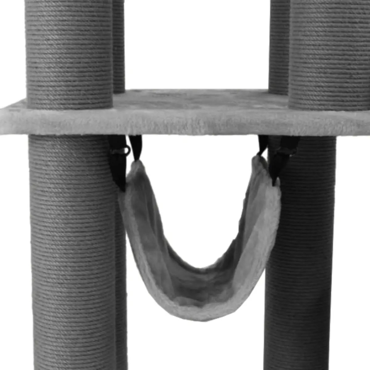 SHAW Istanbul, ansamblu de joaca pisici, 5 etaje, 1 casuta, MDF si plus, elemente de zgariat, elemente hamac, gri, 52x100x172cm - Image 6