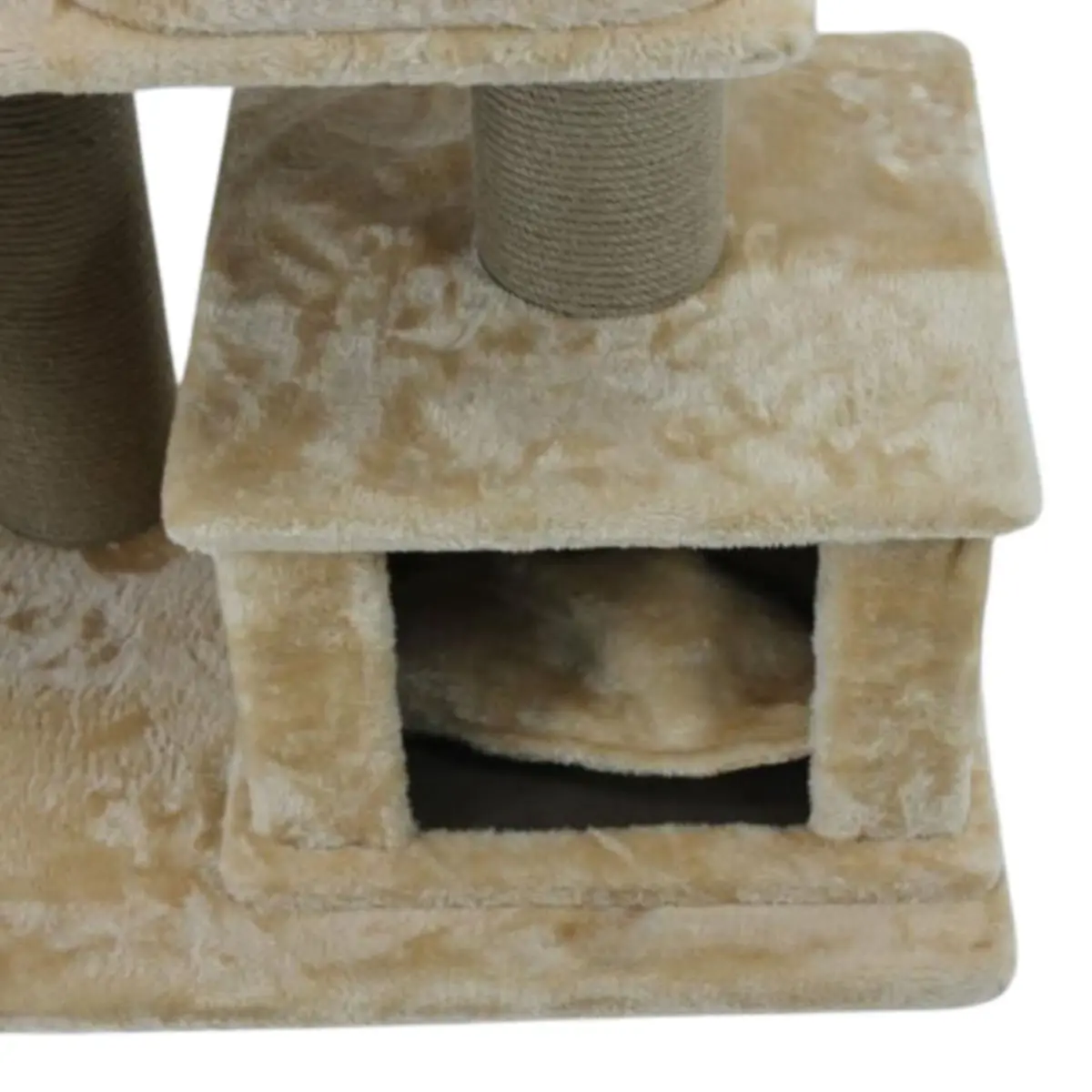 SHAW Istanbul, ansamblu de joaca pisici, 5 etaje, 1 casuta, MDF si plus, elemente de zgariat, elemente hamac, bej, 52x100x172cm - Image 4