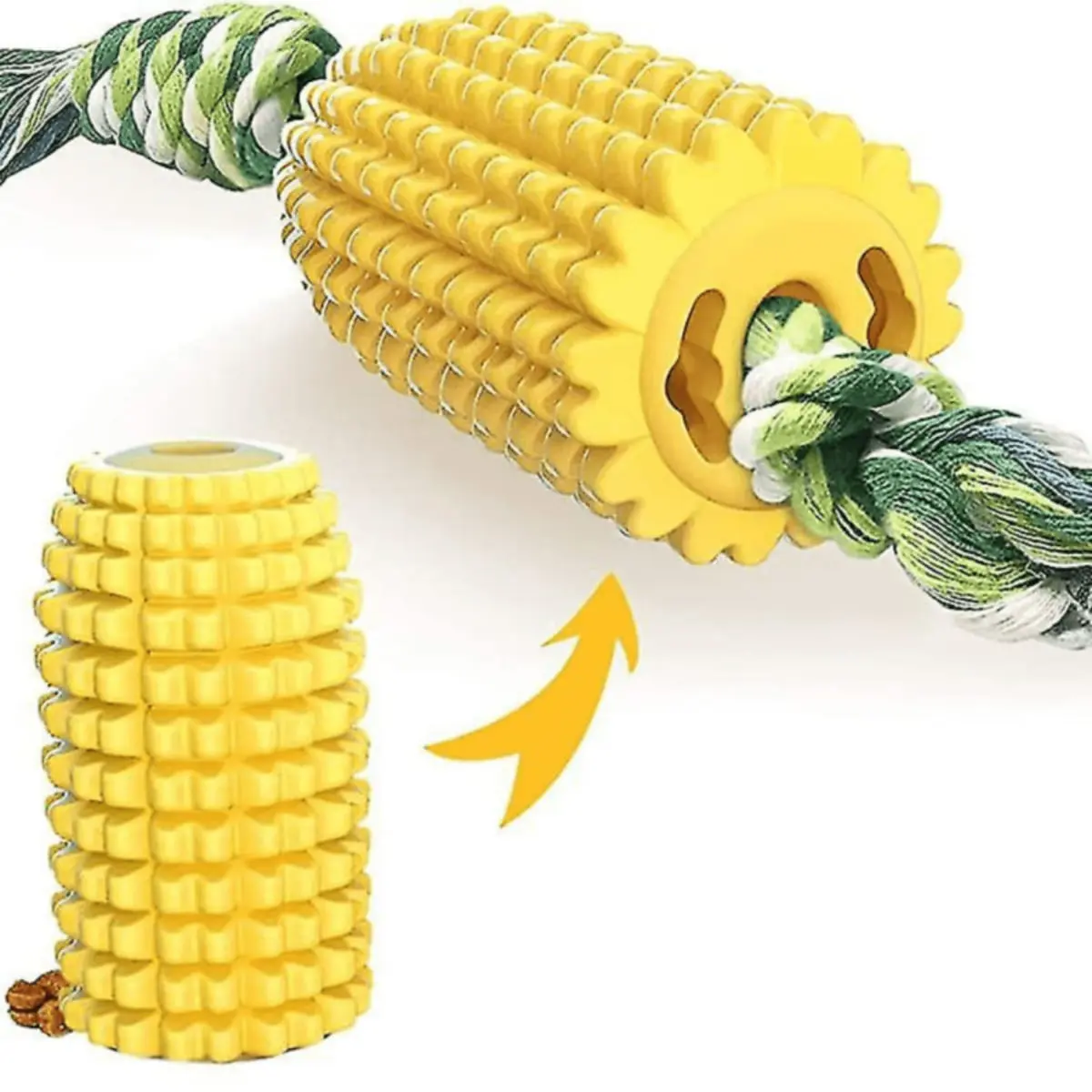 SHAW Porumb, jucarie de ros caini, dentitie, cauciuc SHAW Porumb, jucarie de ros caini S-L, dentitie, cauciuc, galben, 1buc - Image 3