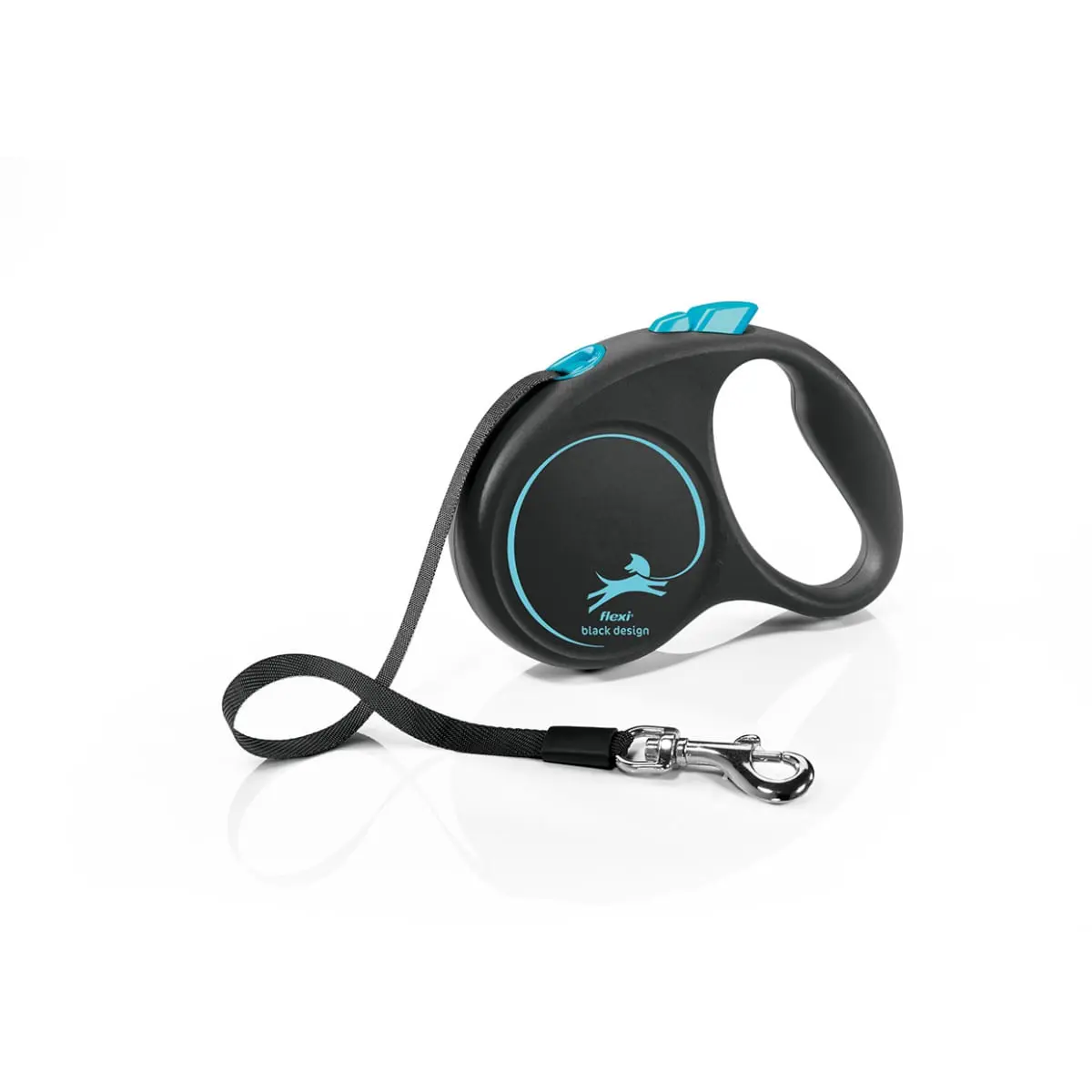 FLEXI Black Design, lesa banda retractabila caini, nylon, albastru, S(15kg, 5m)