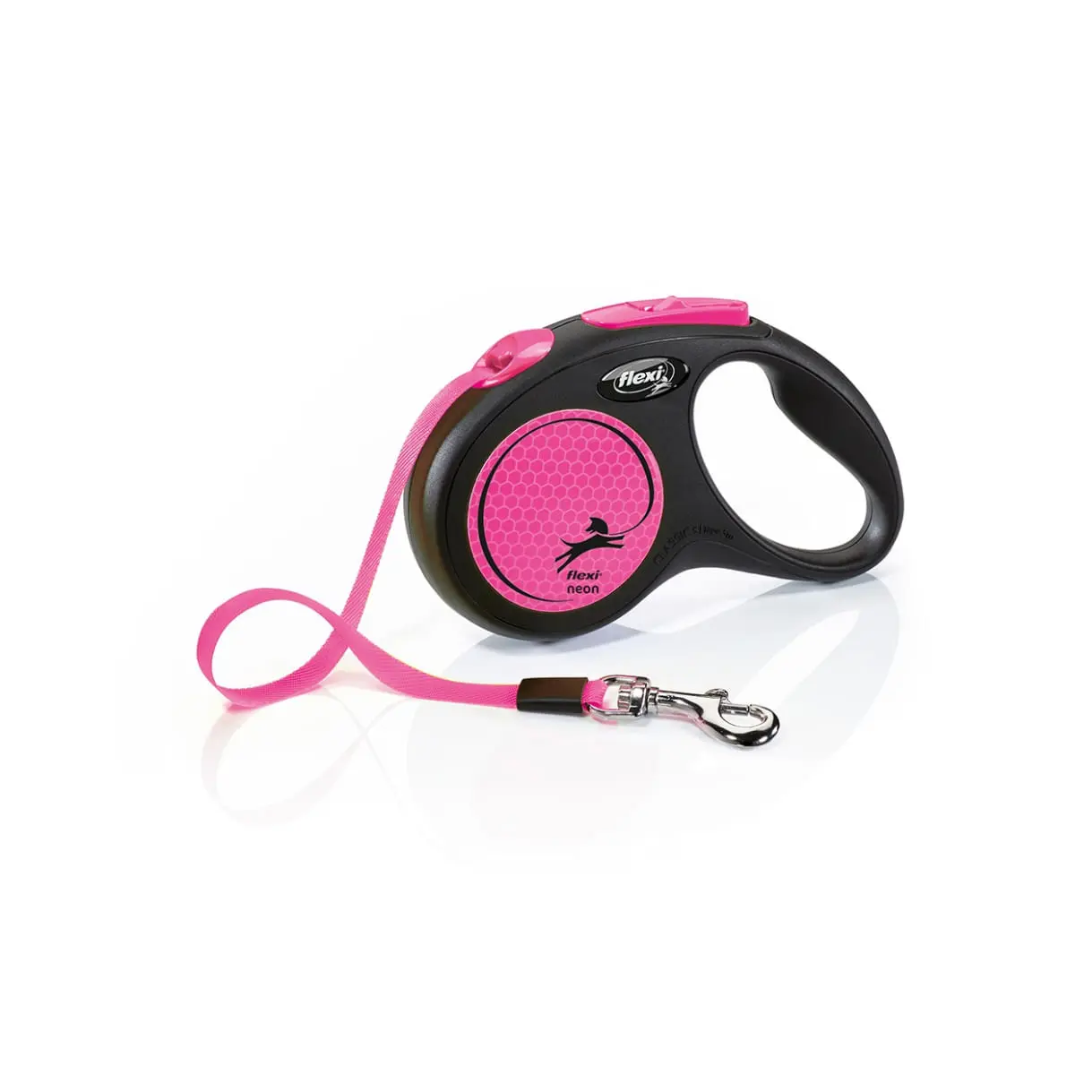 FLEXI Neon, lesa banda retractabila caini, reflectorizant, nylon, roz, S(15kg, 5m) - Image 2