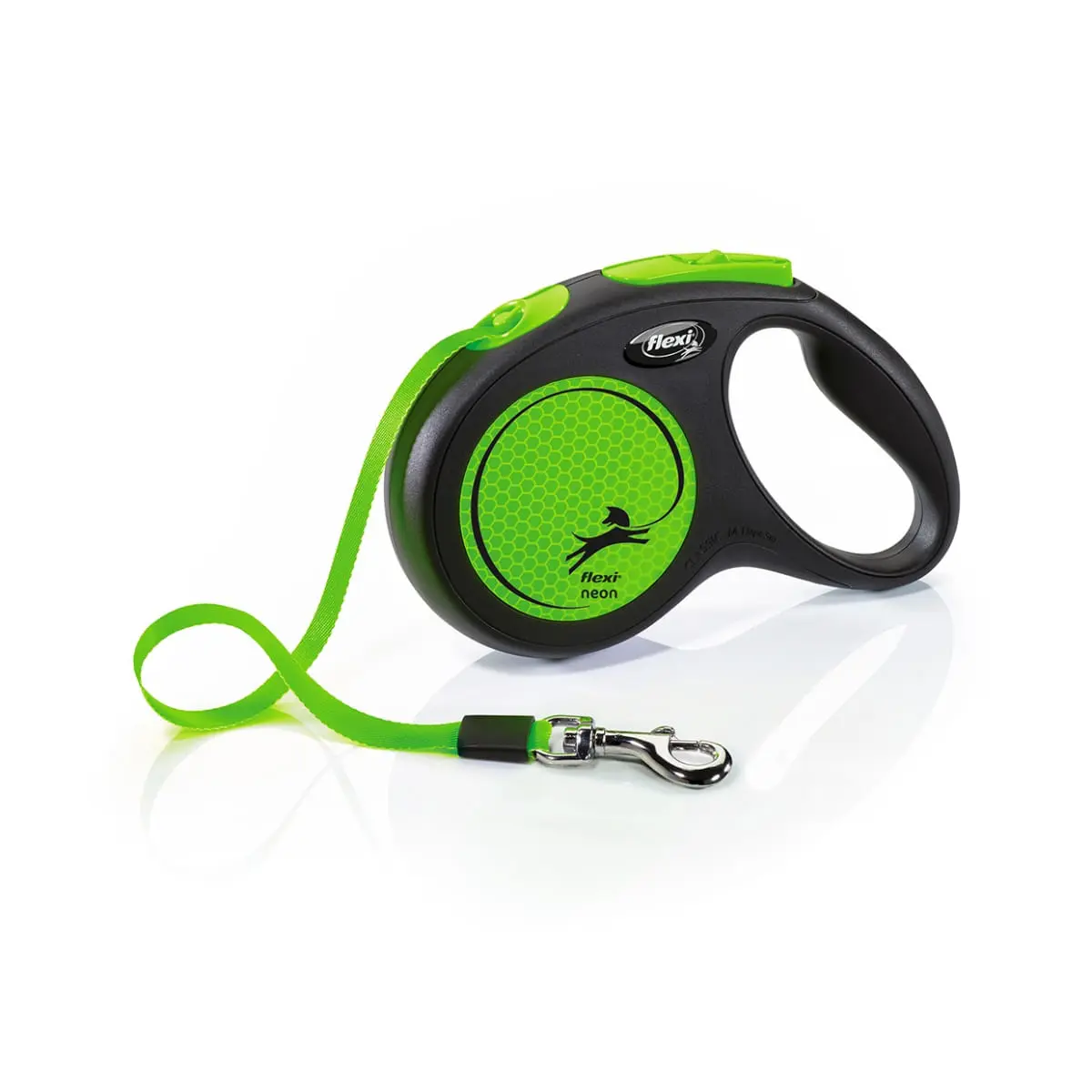 FLEXI Neon, lesa banda retractabila caini, reflectorizant, nylon, verde, M(25kg, 5m) - Image 2