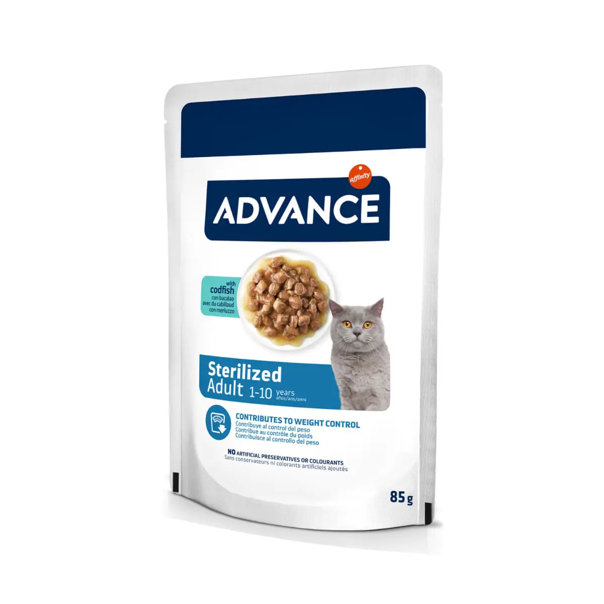 ADVANCE Sensitive Care Sterilised, Somon, hrana uscata pisici sterilizate, sistem digestiv, 1.5kg + ADVANCE Sterilised, Cod, plic hrana umeda, 85g x 2buc GRATUIT - Image 3