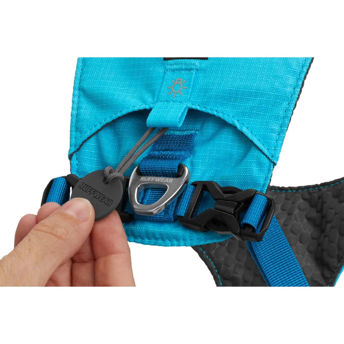 RUFFWEAR Hi & Light, ham prindere spate caini, ajustabil, reflectorizant RUFFWEAR Hi & Light Blue Atoll, ham prindere spate caini, ajustabil, reflectorizant, albastru, L-XL(81-107cm) - Image 5