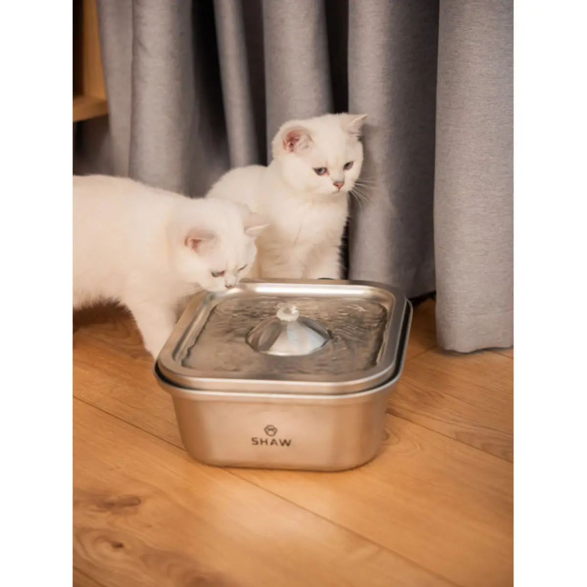 SHAW Clasic 8, fantana caini, patrat, aplicatie mobila, inox SHAW Clasic 8, fantana caini si pisici, patrat, aplicatie mobila, inox, argintiu, XS-M(4l) - Image 5