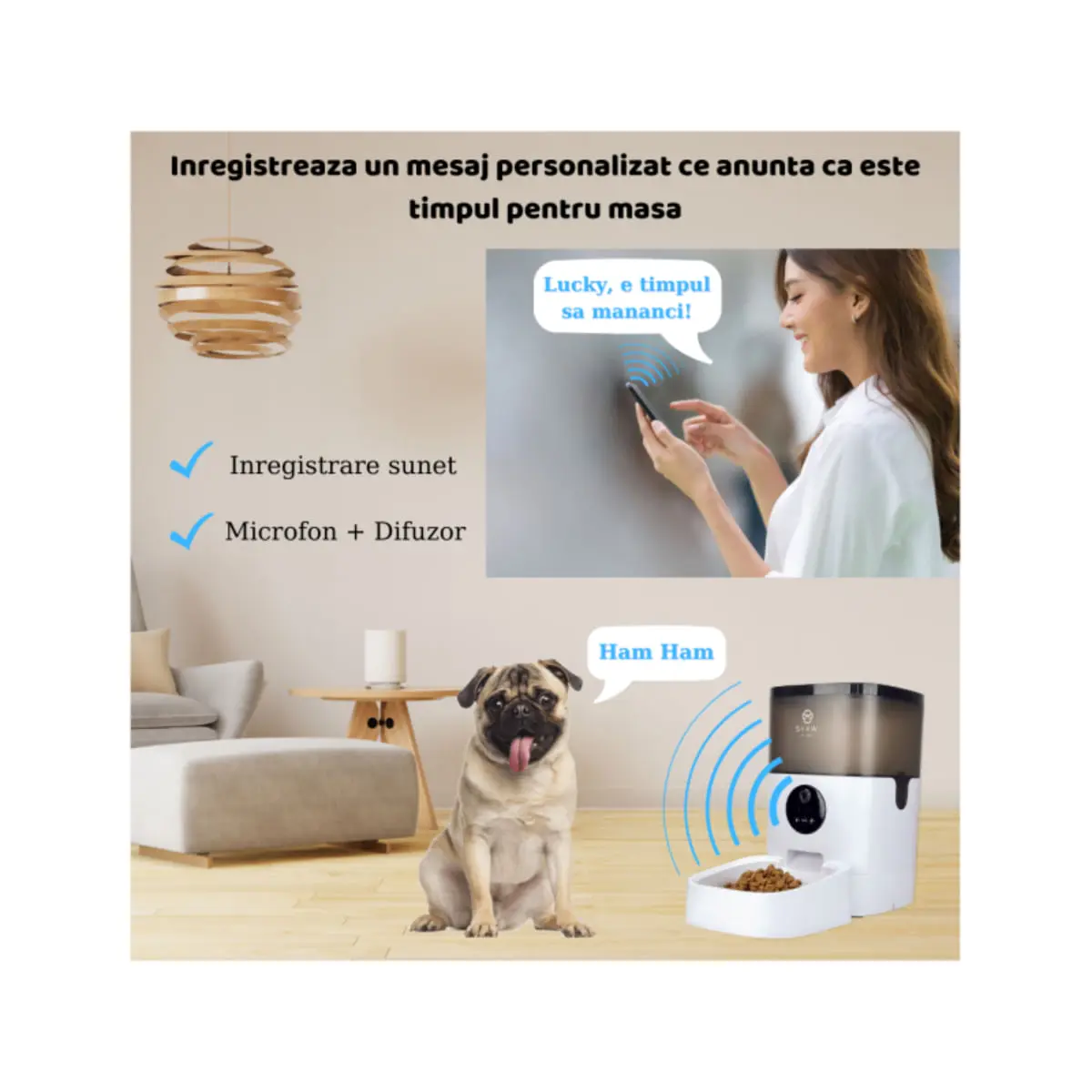 SHAW Smart, hranitor automat caini, 1 bol patrat, programabil, aplicatie mobila, plastic SHAW Smart, hranitor automat caini si pisici, 1 bol patrat, programabil, aplicatie mobila, plastic, alb, XS-S(4l) - Image 9