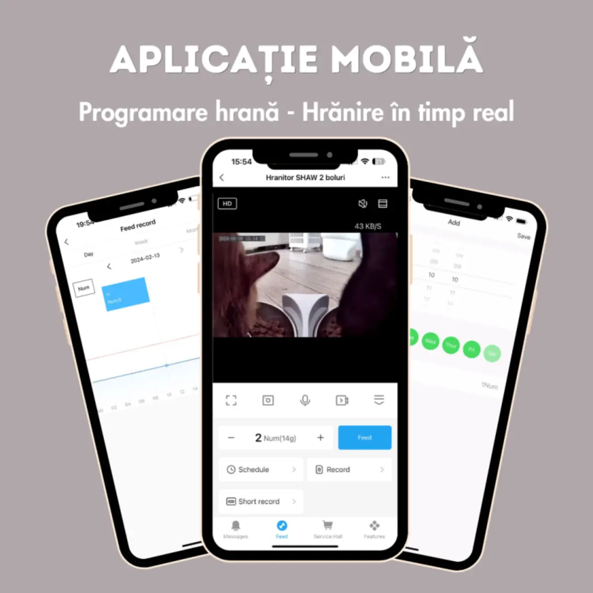 SHAW Smart, hranitor automat caini, 2 boluri rotunde, programabil, aplicatie mobila, PVC SHAW Smart, hranitor automat caini si pisici, 2 boluri rotunde, programabil, aplicatie mobila, PVC, alb, XS-S(7l) - Image 10