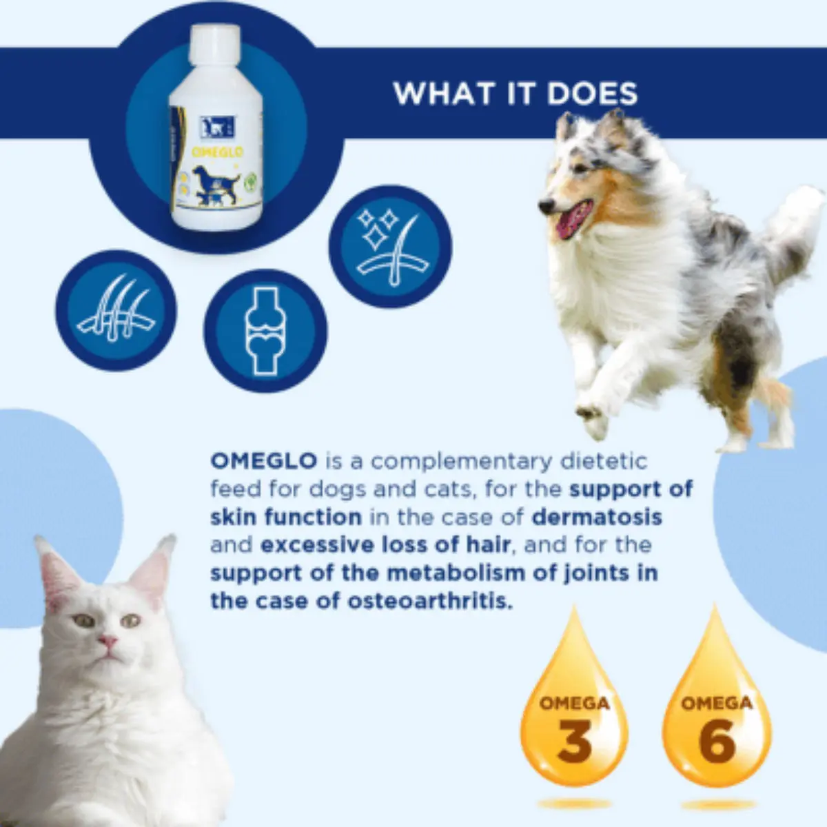 TRM Omeglo, supliment piele & blana caini, ulei TRM Omeglo, XS-XL, supliment piele & blana caini si pisici, flacon, 500ml ulei - Image 4