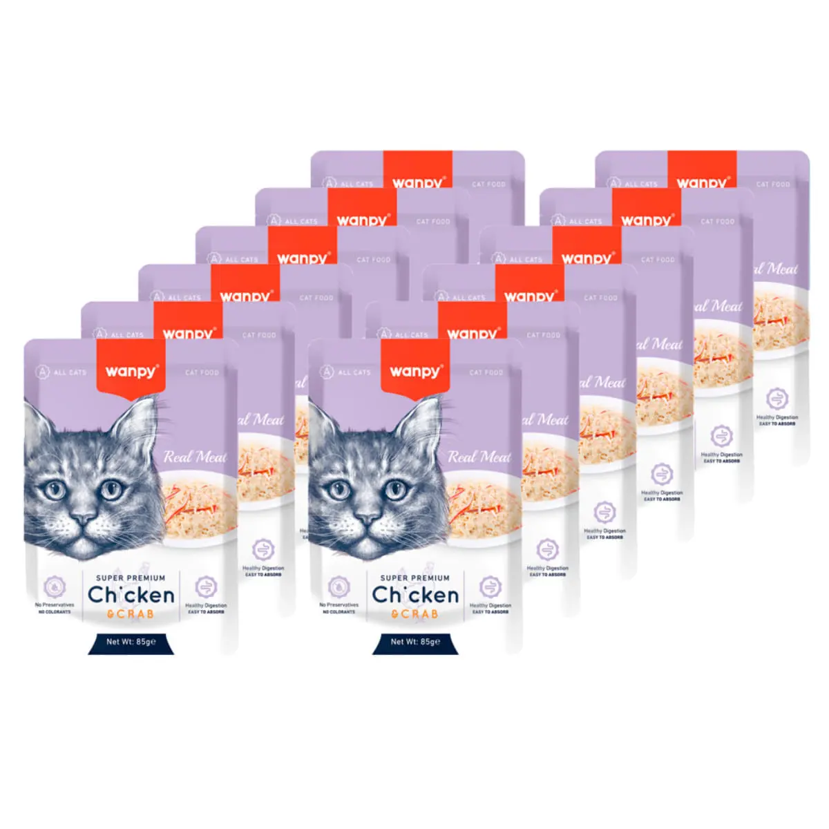 WANPY, Pui si Crab, punguta hrana umeda pisici, (in aspic), 85g - Image 5