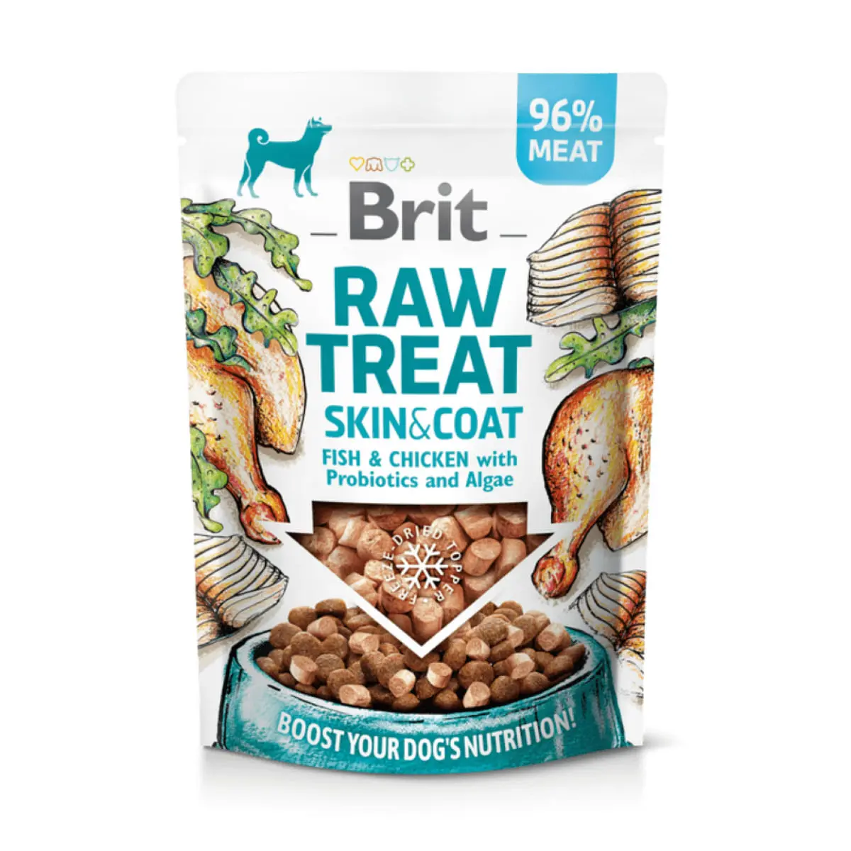 BRIT Raw Treat Skin & Coat XS-XL, Peste si Pui, punguta recompense functionale caini, piele & blana, 40g - Image 2