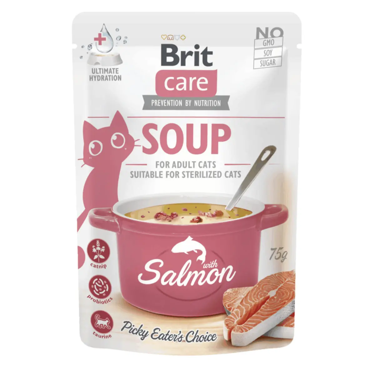 BRIT Care Soup, Somon, plic hrana umeda fara cereale pisici, apetit capricios, (topping), 75g - Image 2