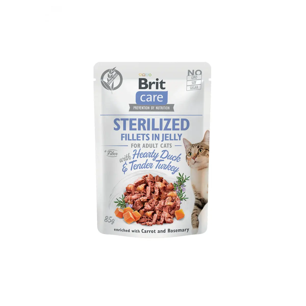 BRIT Care Fillets in Jelly Sterilised, Rata si Curcan, plic hrana umeda fara cereale pisici sterilizate, (in aspic), 85g