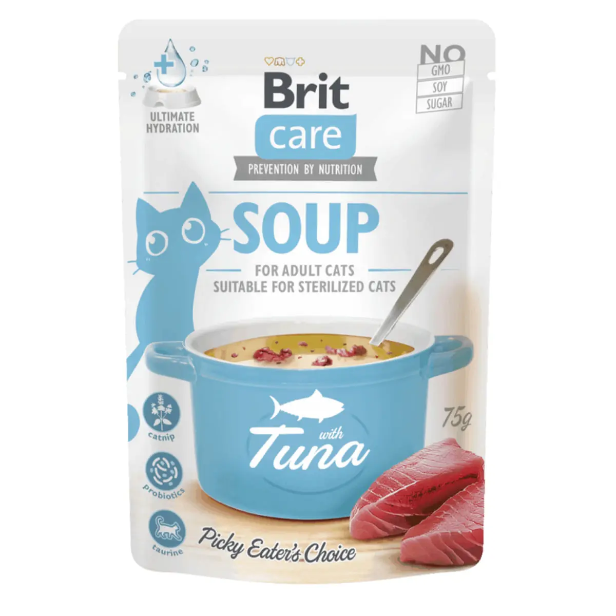 BRIT Care Soup, Ton, plic hrana umeda fara cereale pisici, apetit capricios, (topping), 75g
