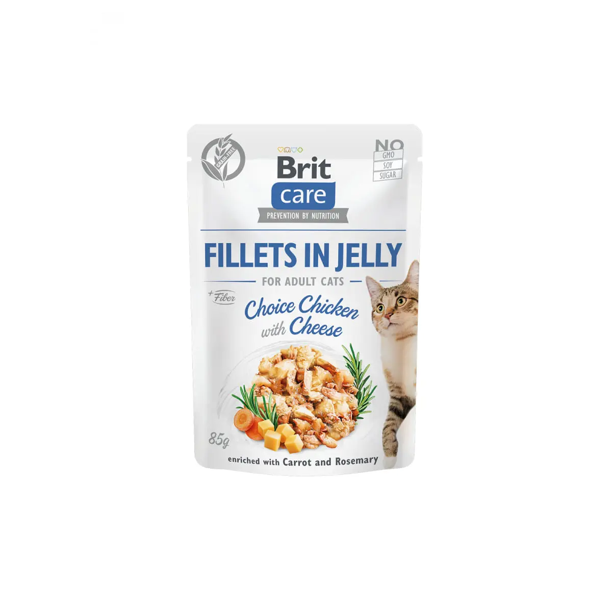 BRIT Care Fillets in Jelly Choice, Pui si Branza, plic hrana umeda fara cereale pisici, (in aspic), 85g