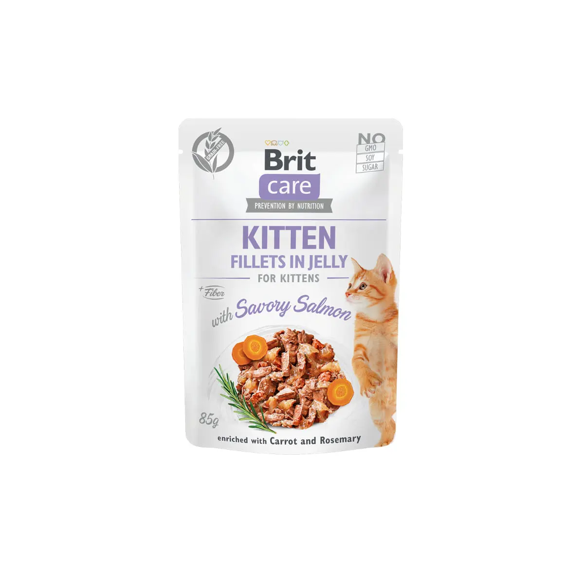 BRIT Care Fillets in Jelly Kitten, Somon, plic hrana umeda fara cereale pisici junior, (in aspic), 85g