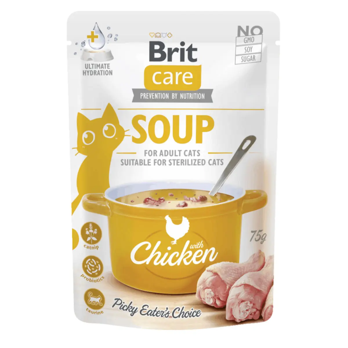 BRIT Care Soup, Pui, plic hrana umeda fara cereale pisici, apetit capricios, (topping), 75g - Image 2