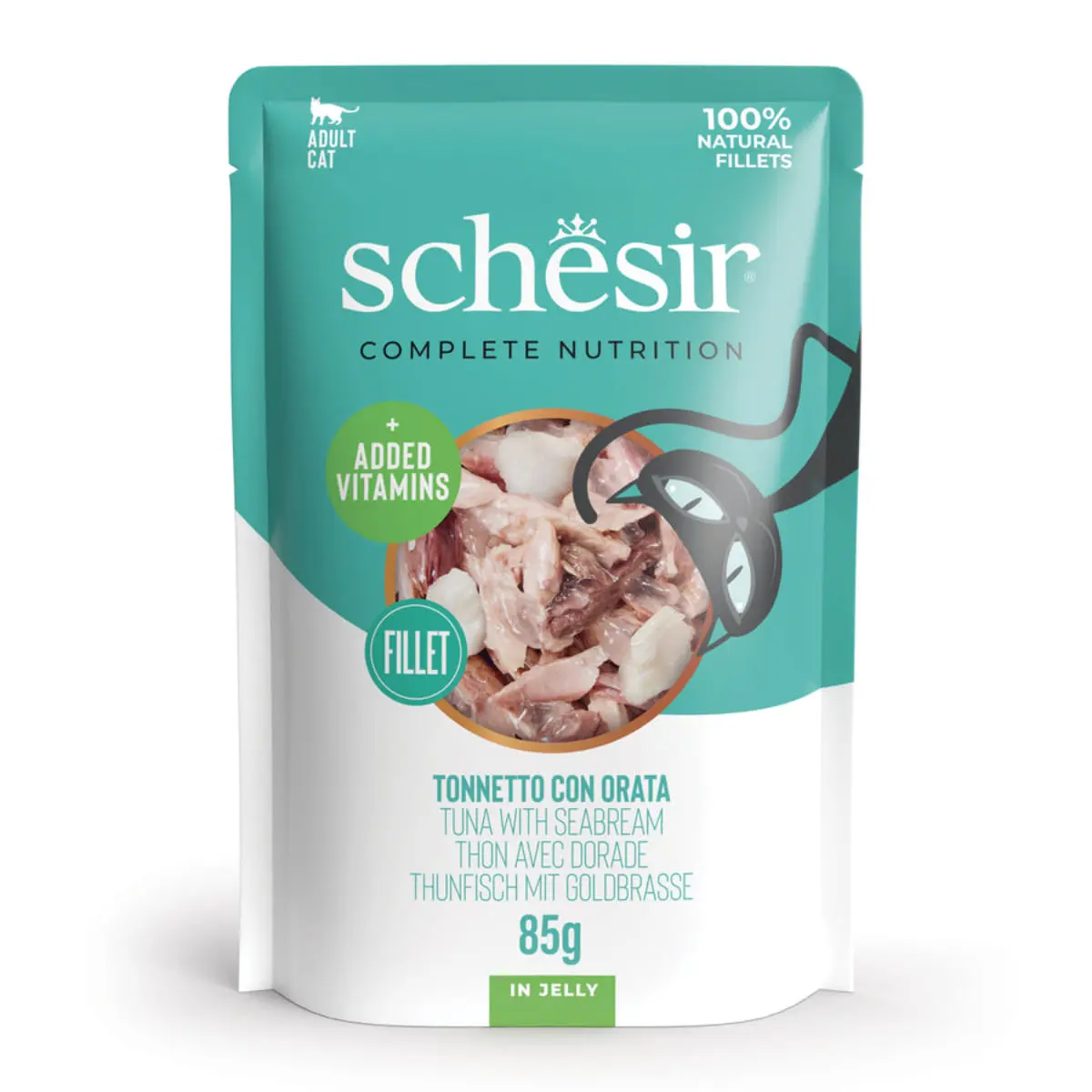 SCHESIR Complete Nutrition, Ton si Dorada, plic hrana umeda pisici, (in aspic), 85g