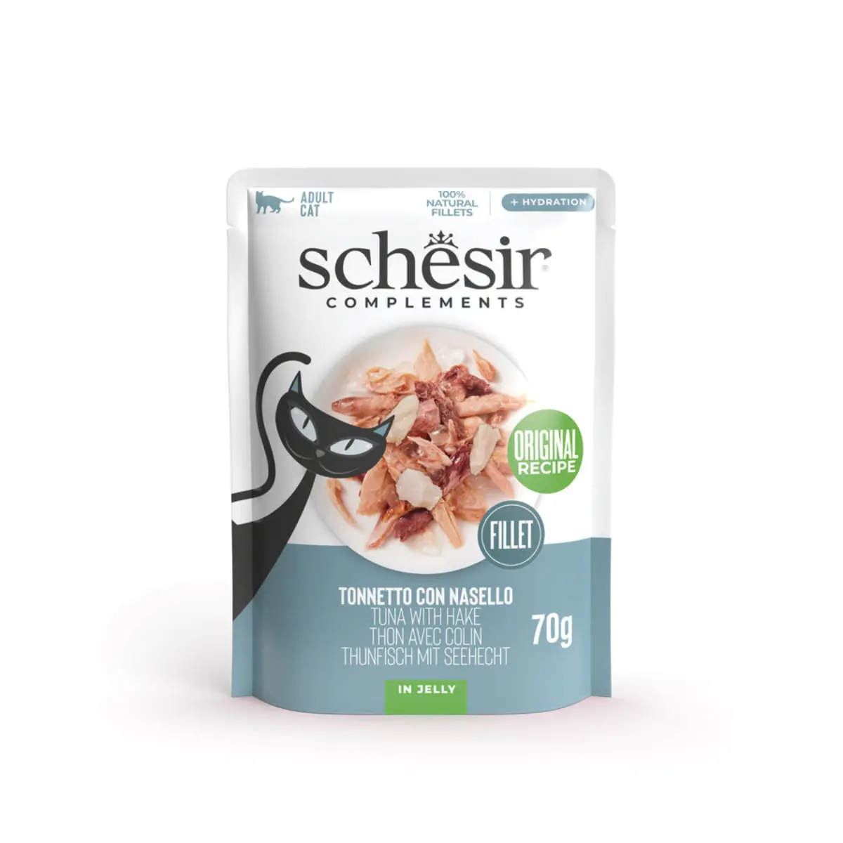 SCHESIR Complementary In Jelly, Pui si Merluciu, plic hrana umeda pisici, (in aspic), 70g - Image 2