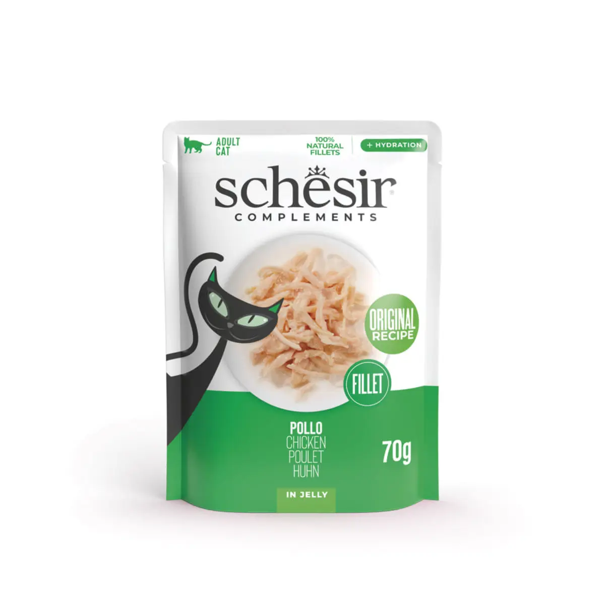 SCHESIR Complementary In Jelly, Pui, plic hrana umeda pisici, (in aspic), 70g