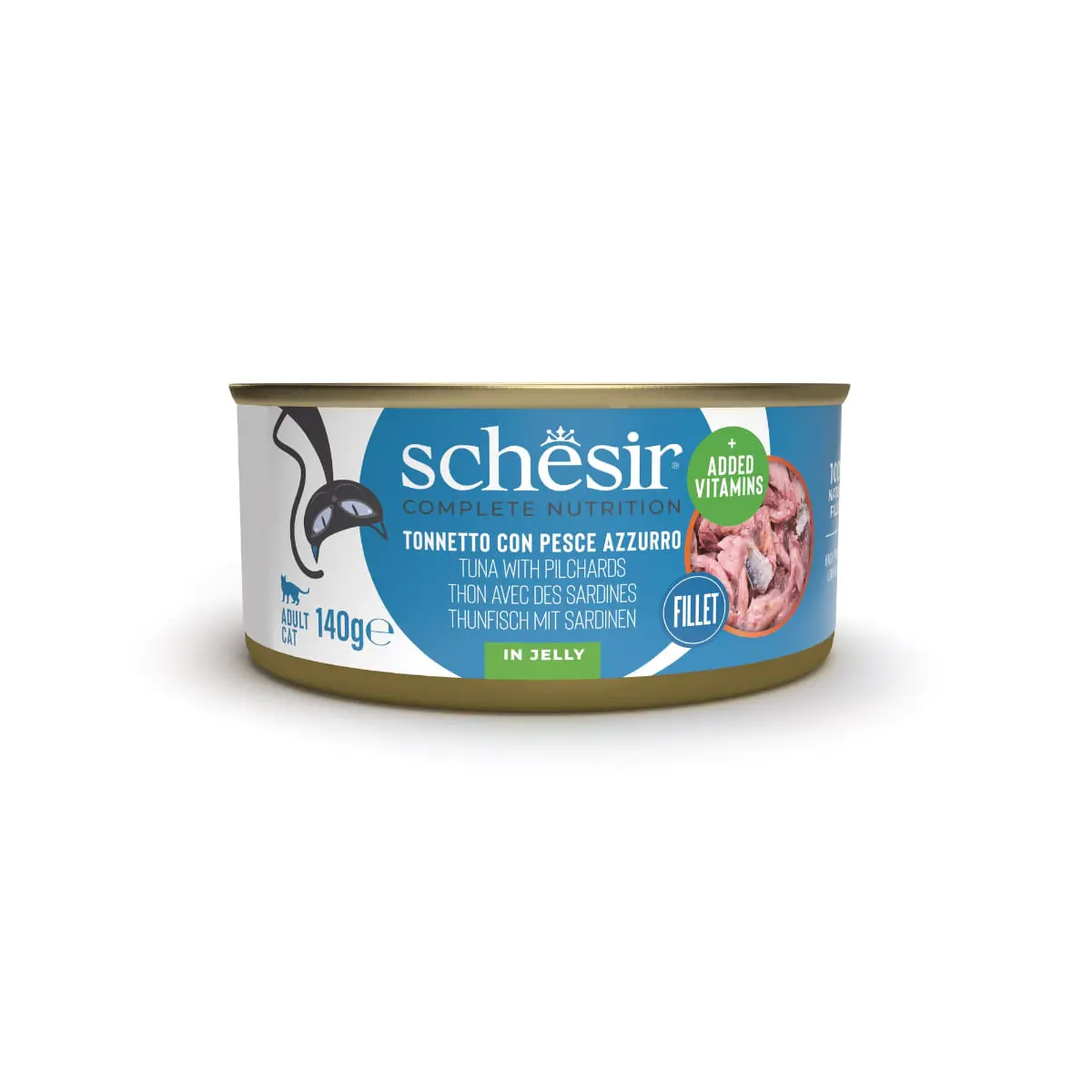 SCHESIR Complete Nutrition, Ton si Sardine, conserva hrana umeda pisici, (in aspic), 140g