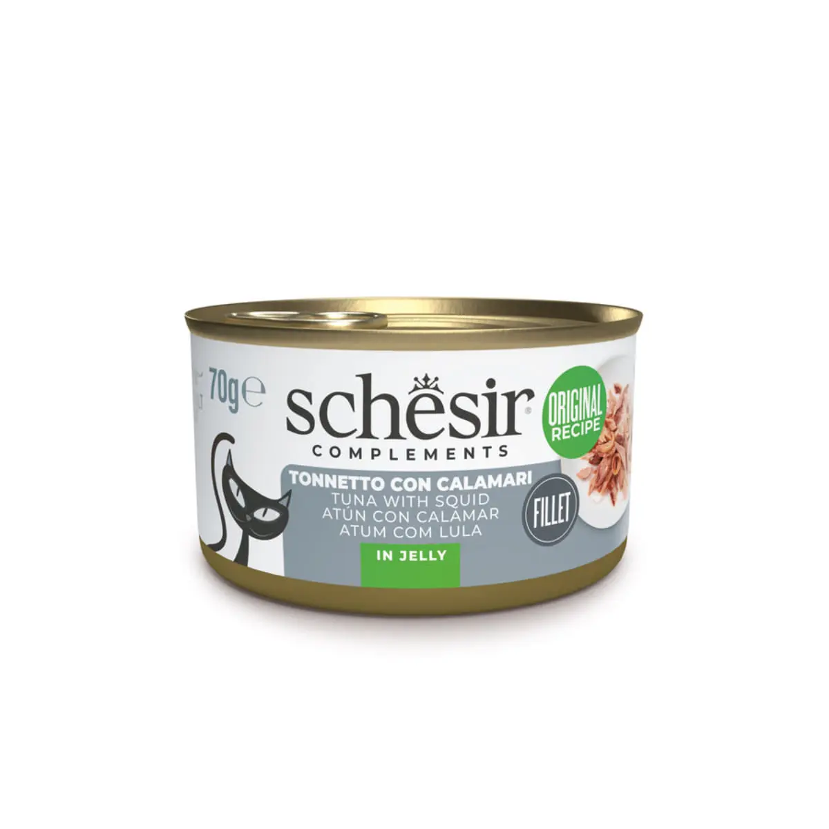 SCHESIR Complementary In Jelly, Ton si Calamar, conserva hrana umeda pisici, (in aspic), 70g