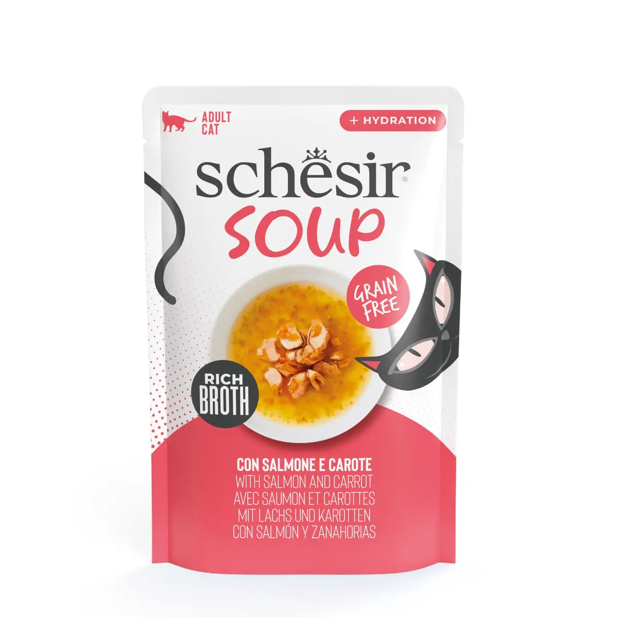 SCHESIR Complementary Soup, Somon si Morcov, plic hrana umeda fara cereale pisici, (in supa), 40g - Image 2