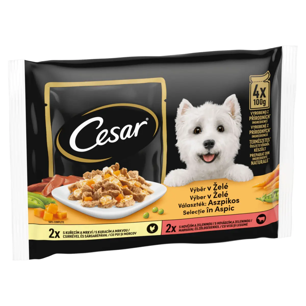 CESAR Selectii in Aspic, XS-M, Pui si Vita, plic hrana umeda caini, (in aspic), multipack, 100g x 4buc - Image 3