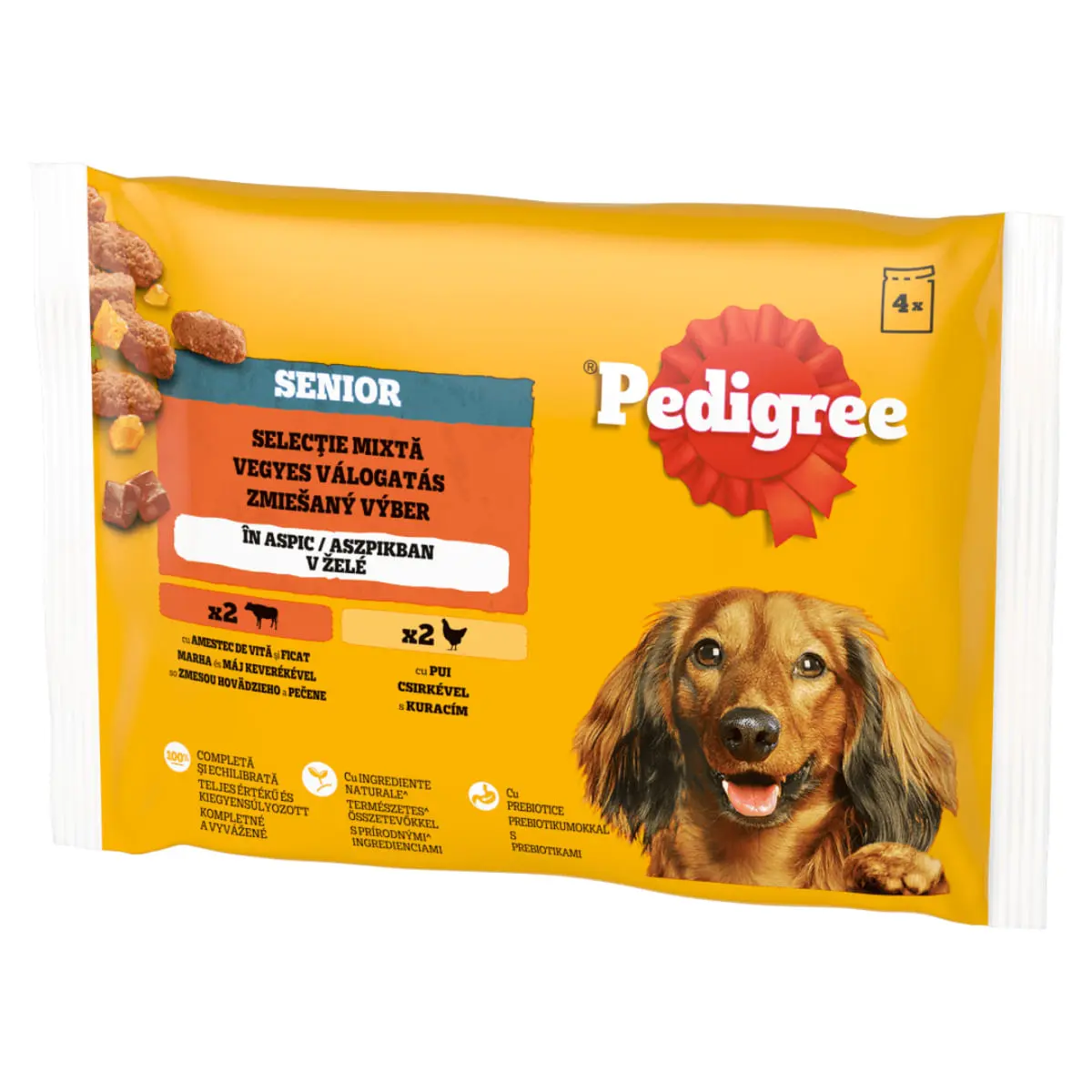 PEDIGREE Senior Mix, XS-M, Vita si Pui, plic hrana umeda caini senior, (in aspic), multipack, 100g x 4buc - Image 3
