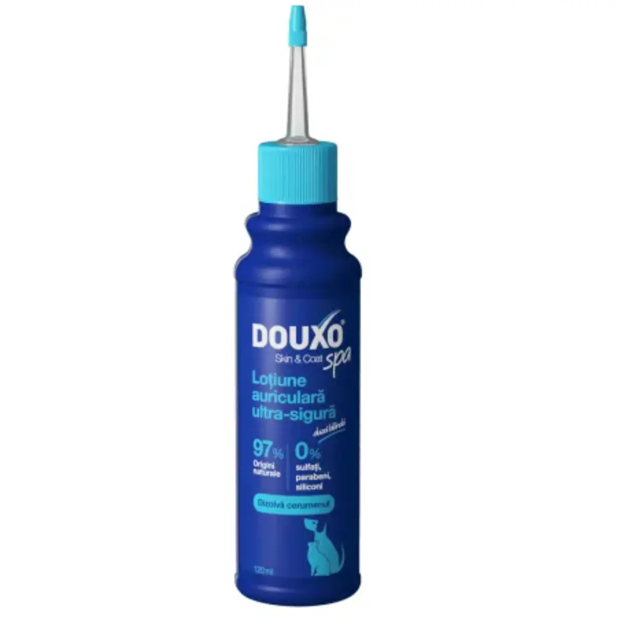 DOUXO SPA Ear Cleaner dewaxing, solutie igiena urechilor caini si pisici, hidratanta, hipoalergenica, flacon cu aplicator, 120ml