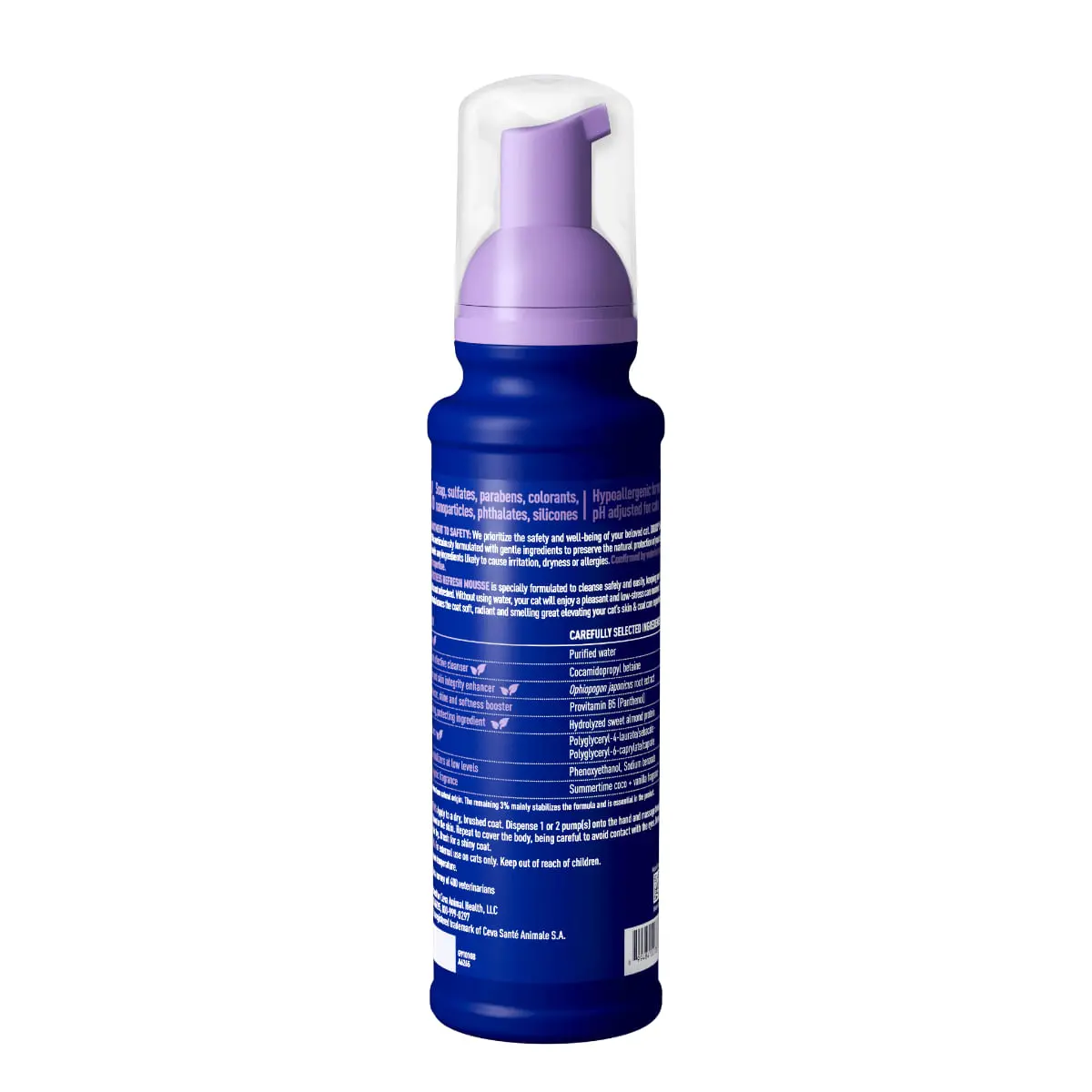 DOUXO SPA Low-Stress Refresh Mousse, sampon spuma pisici, fara clatire, hidratanta, Vanilie si Nuca de cocos, flacon cu aplicator, 150ml - Image 3