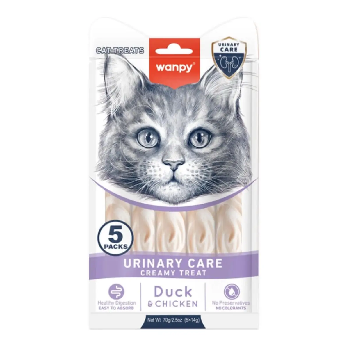 WANPY Urinary Care Creamy Treats, Rata si Pui, punguta recompense functionale pisici, sistem urinar, (piure), 70g - Image 2