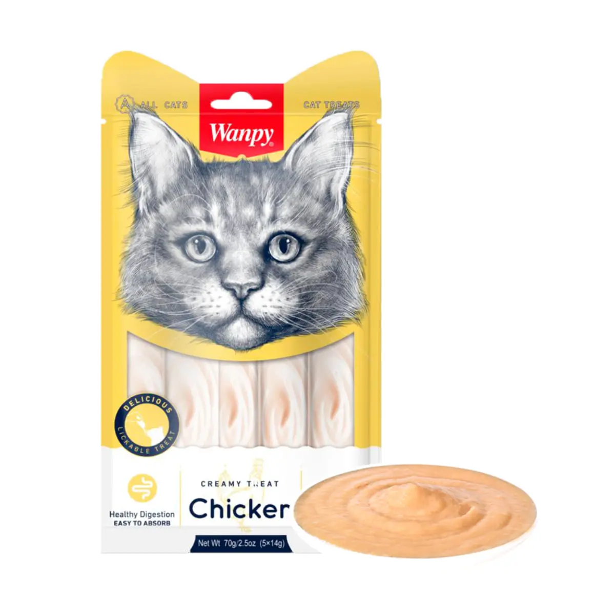 WANPY Creamy Treat, Pui, punguta recompense monoproteica pisici, (piure), 70g - Image 3