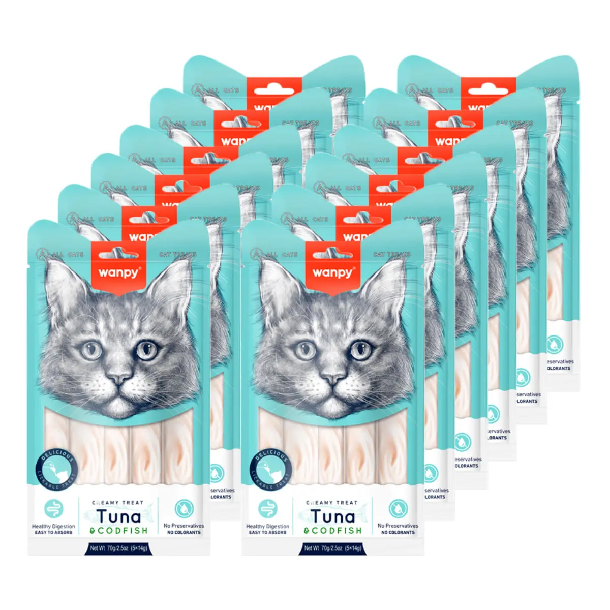 WANPY Creamy Treat, Ton si Cod, punguta recompense pisici, (piure), 350g - Image 6