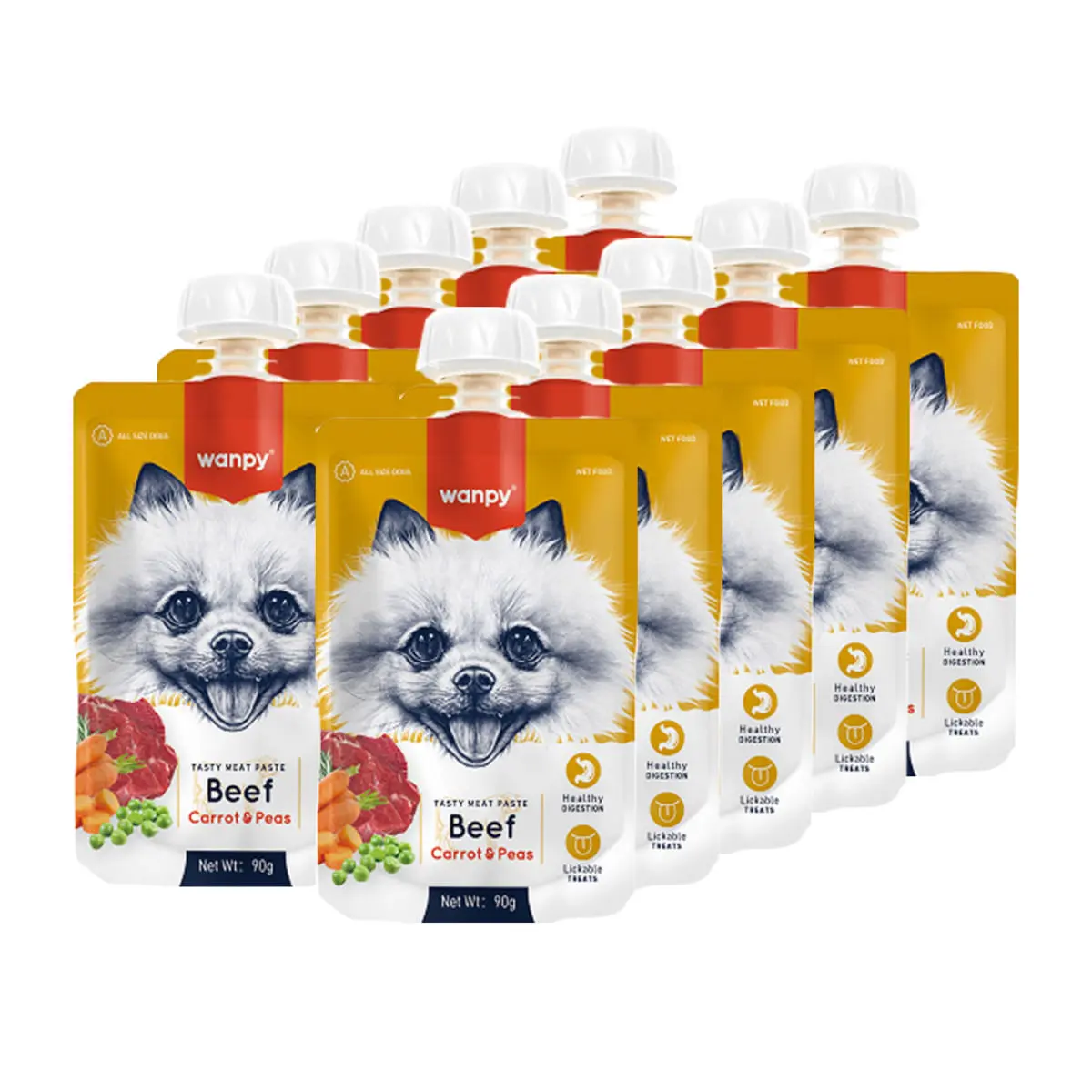 WANPY Tasty Meat Paste, XS-M, Vita, punguta recompense caini, (piure), 90g - Image 5
