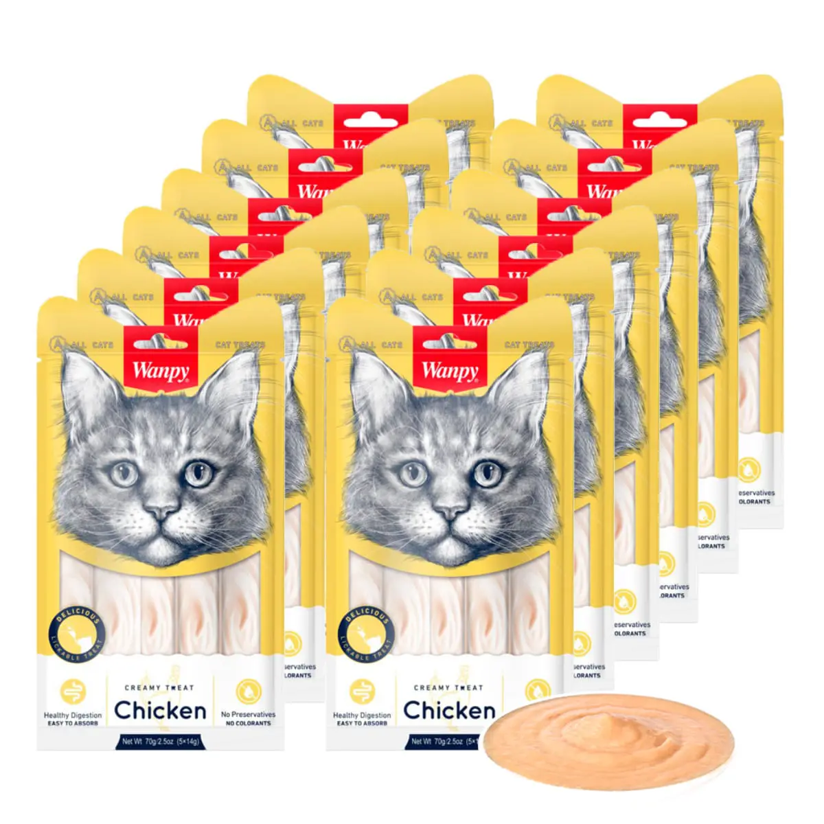 WANPY Creamy Treat, Pui, punguta recompense monoproteica pisici, (piure), 70g - Image 7